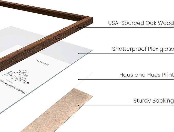 HAUS AND HUES 16x20 Walnut Oak Frame Set of 3 - Wooden Poster Holders, Rustic Gallery Wall Display