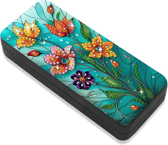 Leatrice Flower Diamond Art Kits for Adults Small Diamond Painting Kit Gem Art Paint by Diamonds Dot Eyeglasses Case 5d Diamond Art DIY for Beginner Women