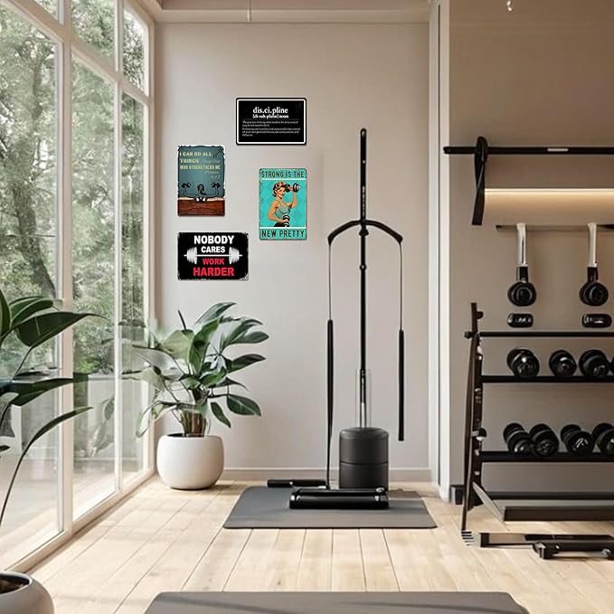 Gym Sign Motivational Metal Wall Art Decor Workout Posters for Home Gym Motivational Fitness Tin Signs Funny Inspirational Posters for Room Things I Can Do All Things Through Christ Sign 8x12 Inch