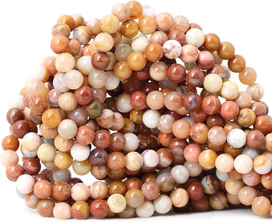60PCS 6mm Natural Petrified Wood Jade Round Loose Beads for Jewelry Making DIY Bracelet Necklace Materials 1 Strand 15"