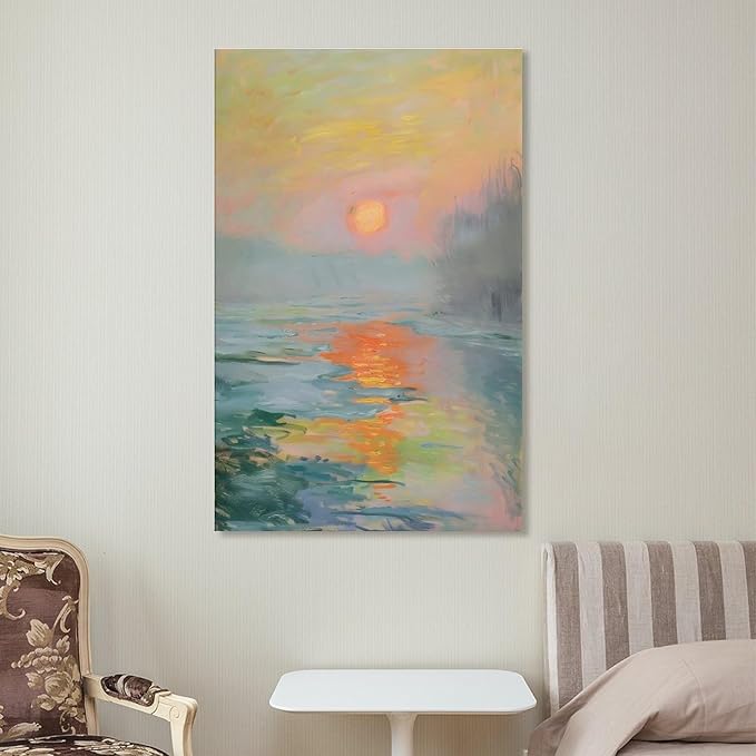 Vintage Canvas Wall Art Monet Impressionist Oil Painting Print Sunrise Living Room Decor_upscayl_4x_realesrgan-x4plus Picture Print Canvas Poster Wall Paint Art Posters Decor Modern Home Artworks Gift