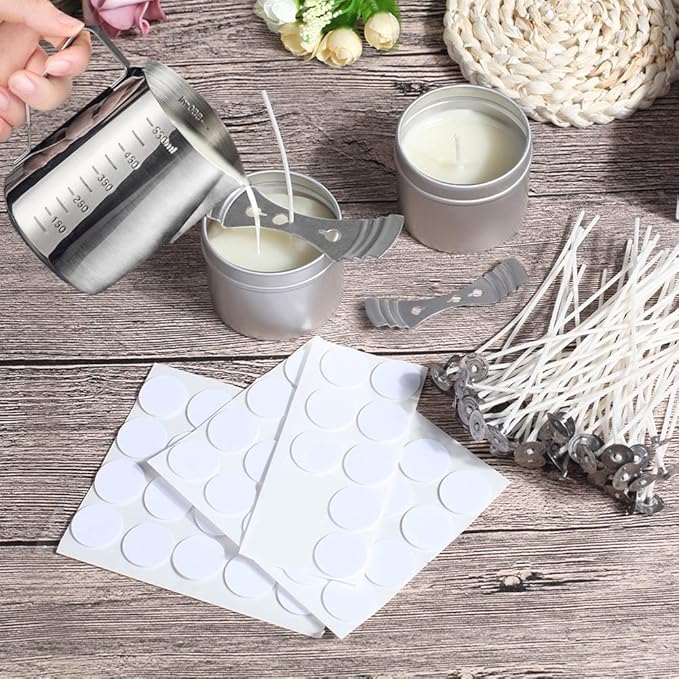 Candle Making Kit, Soy Wax DIY Candle Craft Tools Including Pouring Pot, Wicks, Wicks Sticker, 3-Hole Wicks Holder, Natural Soy Wax and Spoon
