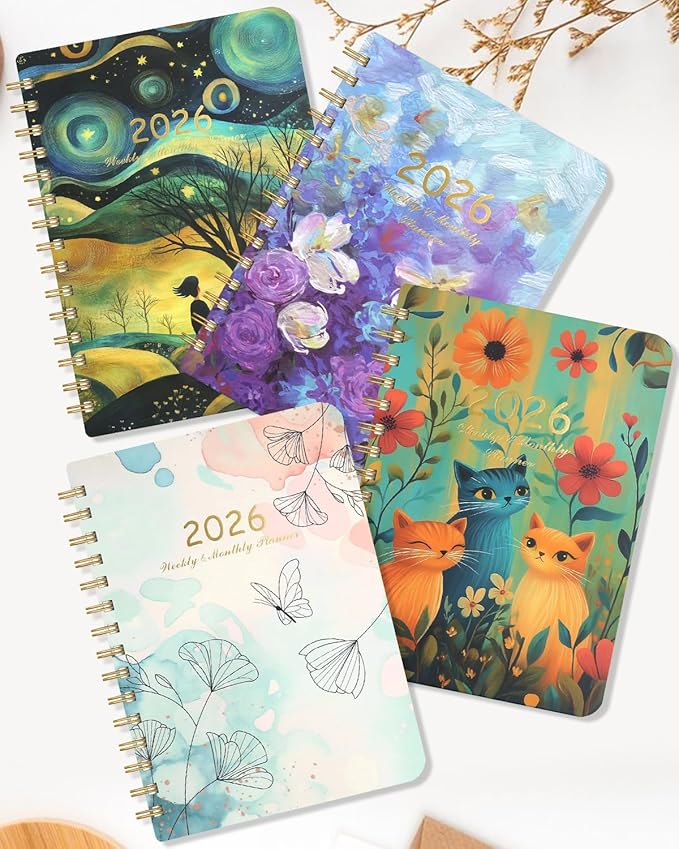 2026 Weekly and Monthly Planner - 2026 Hardcover Calendar Planner, Jan. 2026 - Dec. 2026, Daily Agenda Book with Tabs, Twin-Wire Binding, Back Pocket, School Teacher Student Supplies, A5(6.3" x 8.5") (Hope)