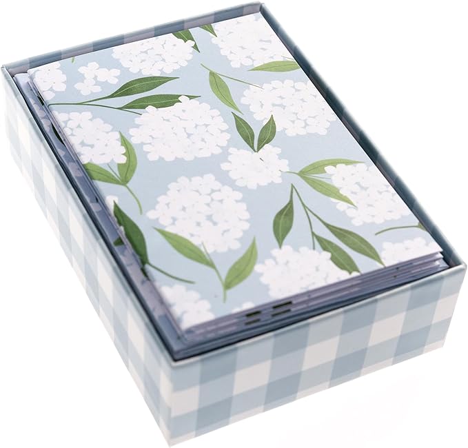 Graphique White Hydrangeas Boxed Cards Set, Pack of 16, Blank Inside, All Occasion Greetings, 3.25" x 4.75"