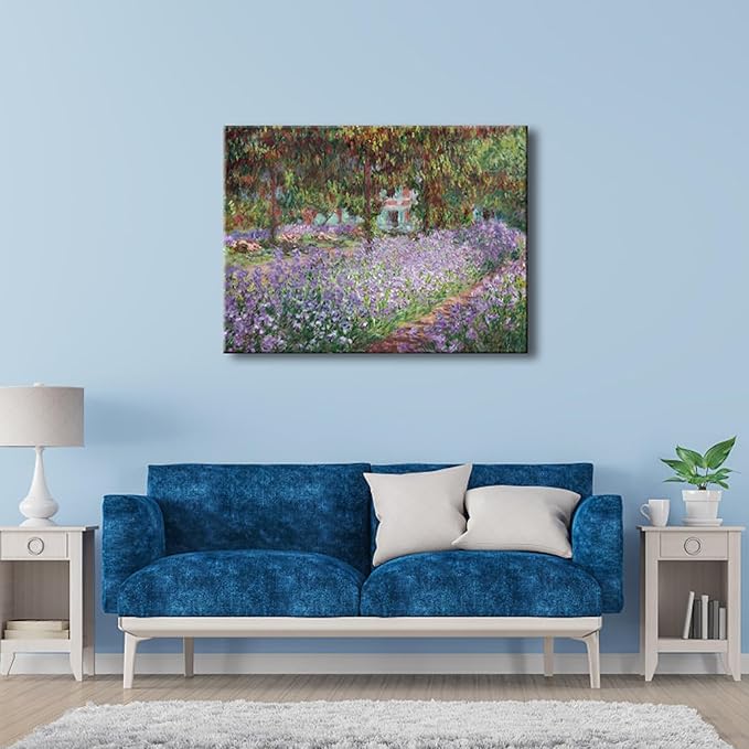 Wieco Art Canvas Print Wall Art Irises in Monet's Garden,1900 by Claude Monet Impressionism Art Print Picture Artwork for Living Room Bedroom Home Kitchen Decorations