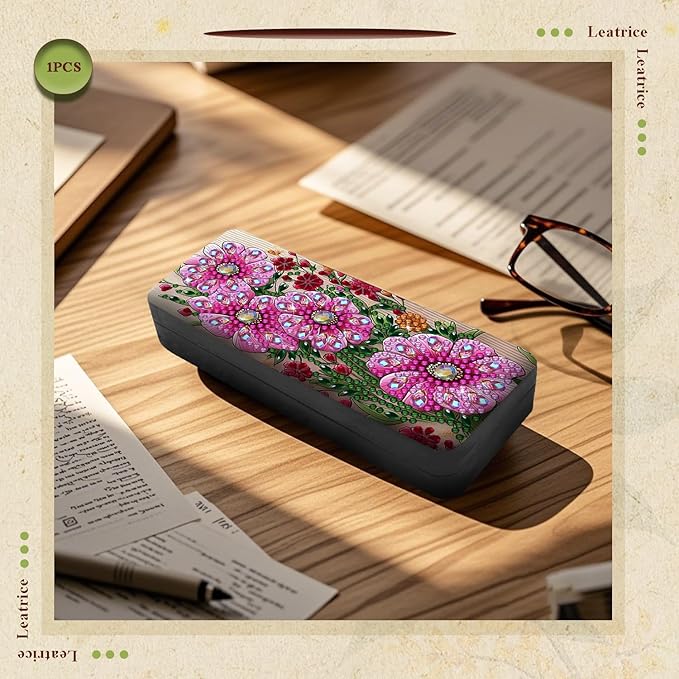 Leatrice Flower Diamond Art Kits for Adults Small Diamond Painting Kit Gem Art Paint by Diamonds Dot Eyeglasses Case 5d Diamond Art DIY for Beginner Women