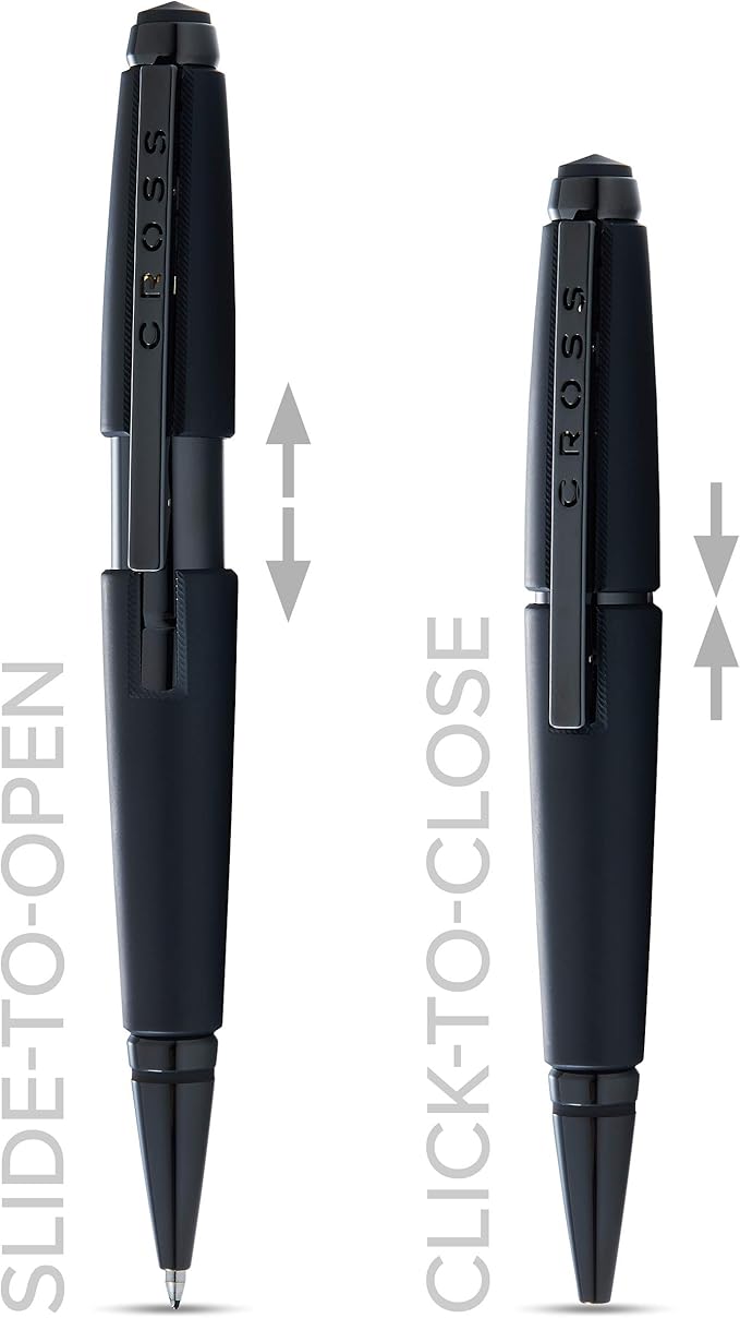 Cross Edge Refillable Rollerball Pen Presented in a Premium Gift Box - Medium Point, Black Ink, Matte Black