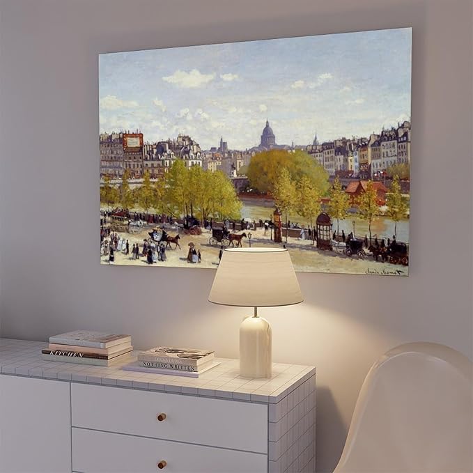 CFIOZYOS 40+ Monet Famous Print Posters Wharf of Louvre, Paris by Claude Monet Impressionism Art Wall Decoration Poster Family Bar Restaurant Garage Cafe Art Print Gift Frame 20×30inch(50×75cm)