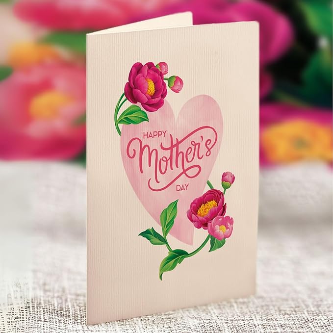 Freshcut Paper Pop Up Cards, Mother's Day Card, Grande Peony Paradise, Happy Mother's Day, 18 Inch Life Sized Forever Flower Bouquet 3D Popup Greeting Card, Gifts for Mom, Blank Notecard & Envelope