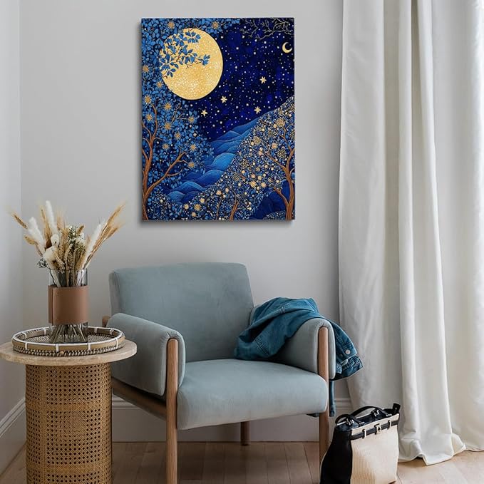 William Morris wall art Print,William Morris Poster,Vintage Poster,William Morris Moon & Stars Print,Vintage Wall Art,Textiles Wall Art for Bedroom Kitchen Living Room Office 20x30in Unframed poster