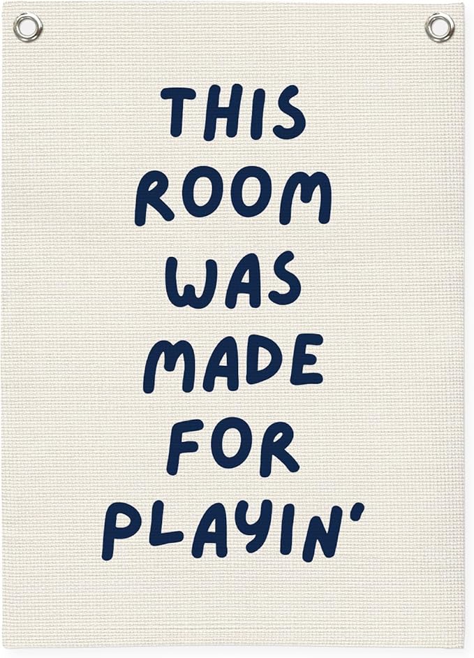 Playroom Wall Decor Linen Canvas Banner,This Room Was Made For Playin 18x25 Inch,Nursery Canvas Art,Kids Bedroom Hanging Flag for Toddler Play