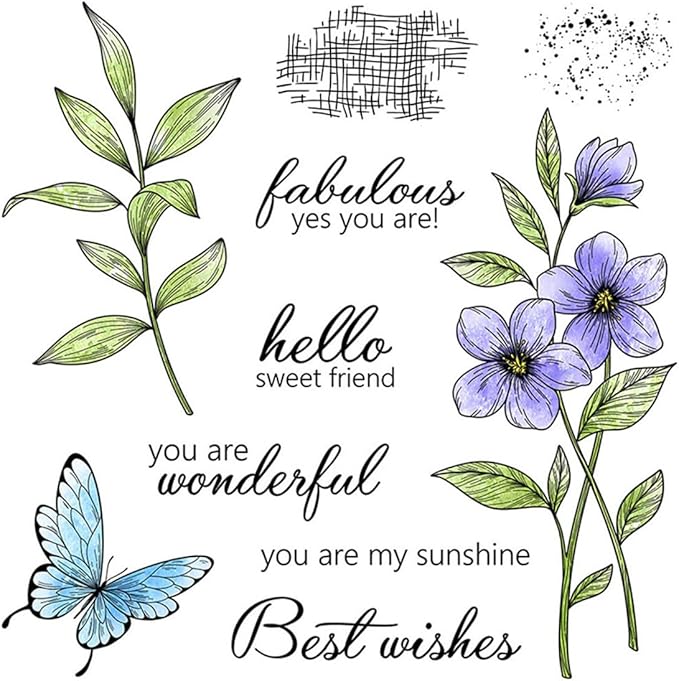 Morning Glory Butterfly Stamps and Cutting Dies for Card Making DIY Transparent Silicone Clear Stamp and Metal Die Cuts Sets for Scrapbooking Paper Greeting Cards Decor Seals Craft Supplies