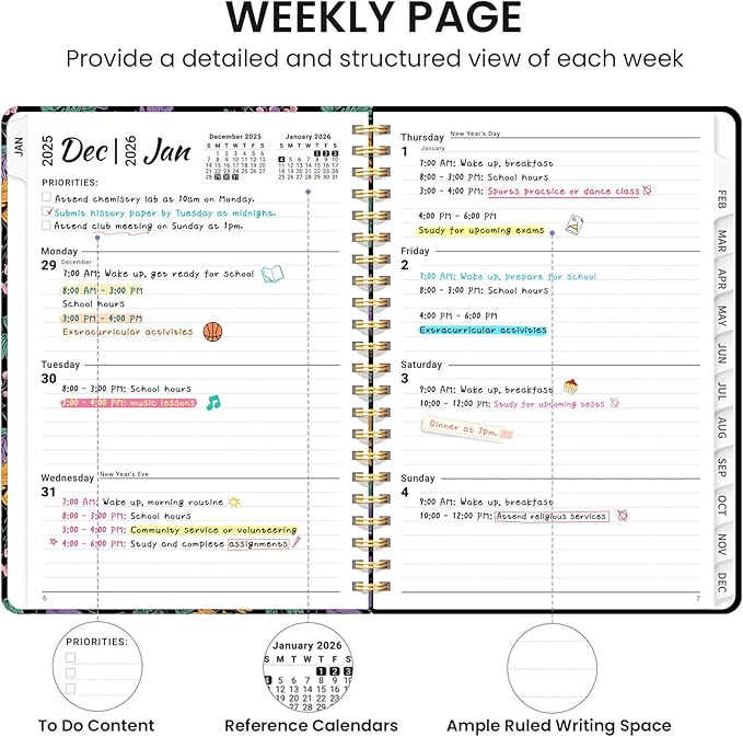 2026 Planner, Monthly and Weekly Calendar Planner for Women, Jan 2026 - Dec 2026, Hardcover Pretty 2026 Agenda Planner Book with Tabs, Spiral Bound, Perfect for School Office Home Supplies, 6.3" x 8.5" - Fall Harmony