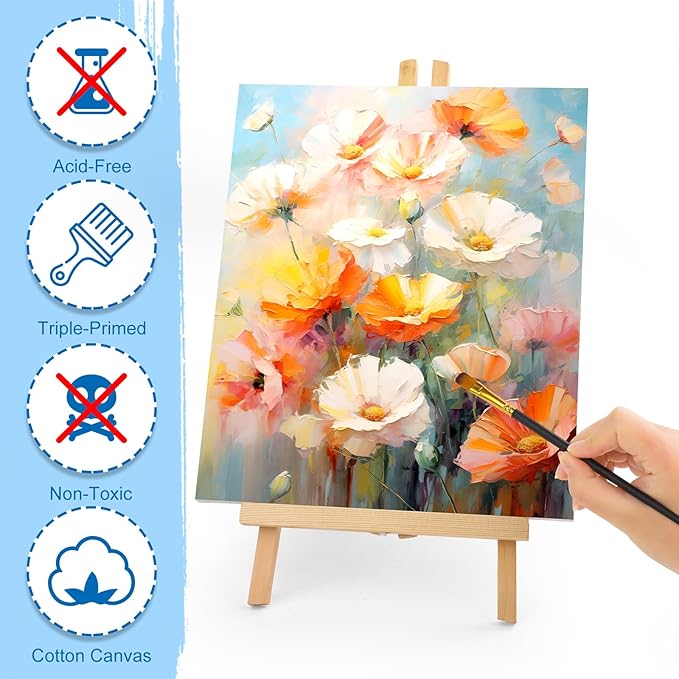 ESRICH Stretched Canvas for Painting, 2 Pack 9x12 Inch Canvas Value Pack,Primed Acid-Free Cotton Blank Canvases, Painting Canvas for Oil & Acrylic Paint.