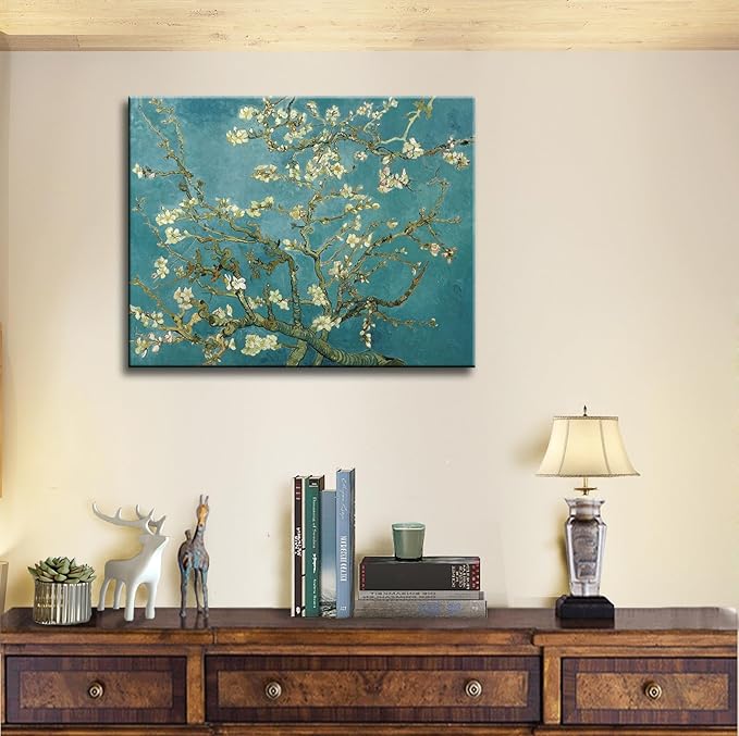 msspart Almond Blossom Tree by Vincent Van Gogh Oil Paintings Reproduction, Giclee Canvas Prints Wall Art for Bedroom Bathroom Home Decorations 12"x16"