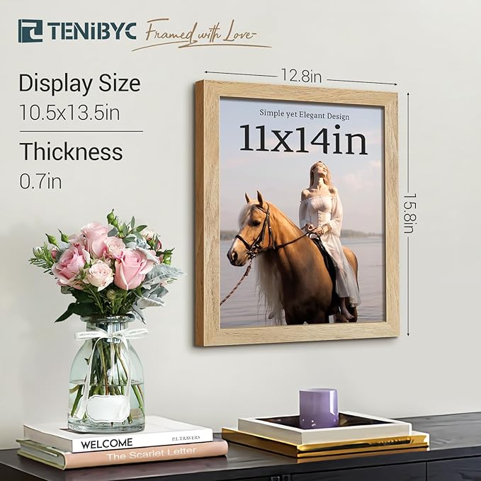 Picture Frame 4 Pack - Solid Wood Poster Photo Frame - Woodgrain Series - Room, Office, Gallery, Studio Display - Wall Hanging