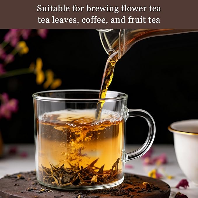 Bokon 8 Pcs Glass Teapot Set 500ml Glass Teapot with Removable Infuser 6 Pcs 100ml Transparent Cups and Bamboo Tea Tray for Home Travel Office Outdoor Gifts