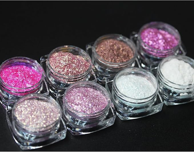 8colors White Pink Series Highlighter Pigment Loose Mica Powder for Resin Craft, Soap Candle Dye, Nail Art, Cosmetics, Paint, Slime Pigment
