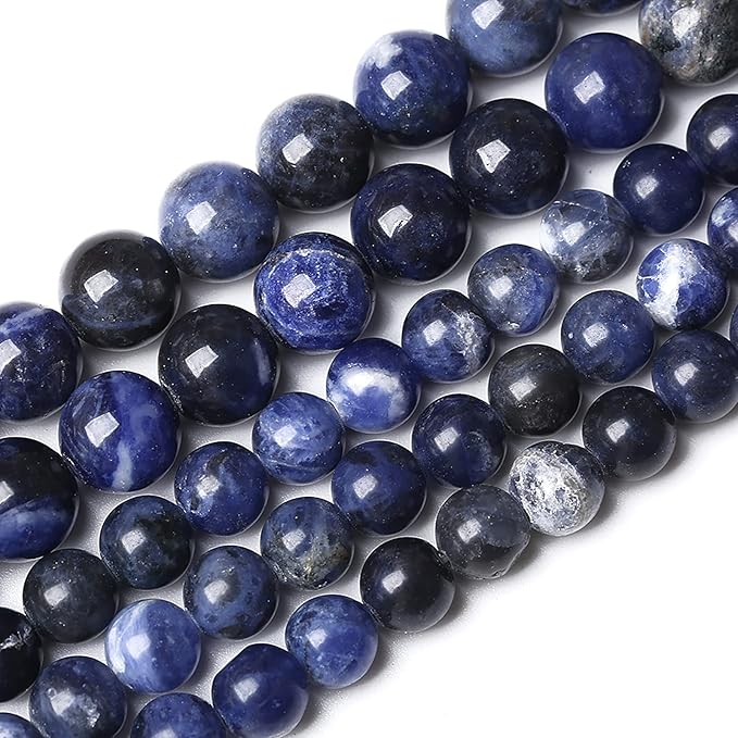 32Pcs 12mm Natural Dark Blue Sodalite Stone Beads Round Loose Spacer Beads for Jewelry Making DIY Bracelet Assortments 1 Strand (12mm, Natural Blue Sodalite)