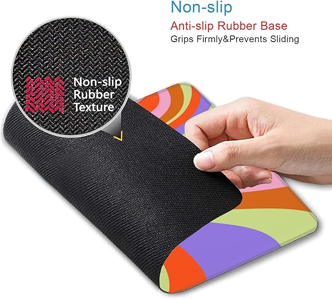 Mouse Pad, Retro Groovy 60s Colored Waves Mouse Pads for Desk,Waterproof Anti-Slip Rubber Gaming Mouse pad with Stitched Edges for Gaming Office Laptop Computer Men Women