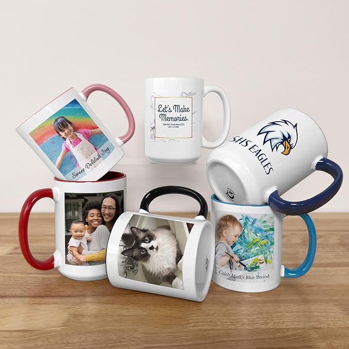 Let's Make Memories Personalized Photo Mug - Custom Coffee Mug - Your Photo - For Any Occasion - Birthday - For Him - For Her - For Friend - Couples -11oz- Black Handle