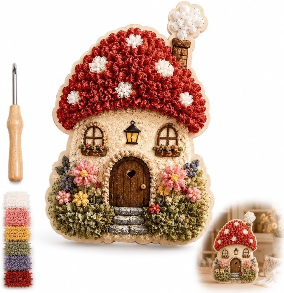 Whimsical Village 3D Fabric Poke Art Kit (Mushroom) by Unknown