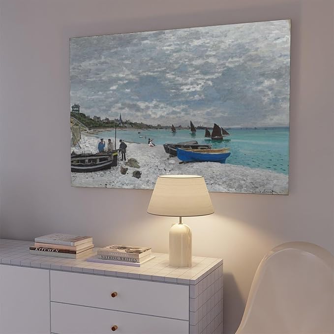 40+ Monet Famous Print Posters The Beach at Sainte-Adresse by Claude Monet Impressionism Canvas Art Poster And Wall Art Picture Print Modern Family Bedroom Decor Posters Frame 16×24inch(40×60cm)