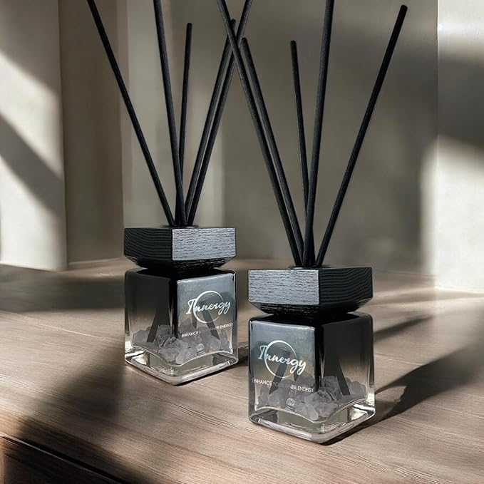 Innergy Sagittarius Zodiac Crystal-Infused Reed Diffuser – 100ml Aromatherapy Essential Oil Diffuser for Home – Long-Lasting Scent, Natural Crystal Energy for Relaxation & Balance