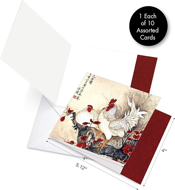 The Best Card Company - 10 Bird Note Cards Blank (4 x 5.12 Inch) - All Occasion Cards with Envelopes, Boxed Set - General Tso’s Chicken MQ4940OCB-B1x10
