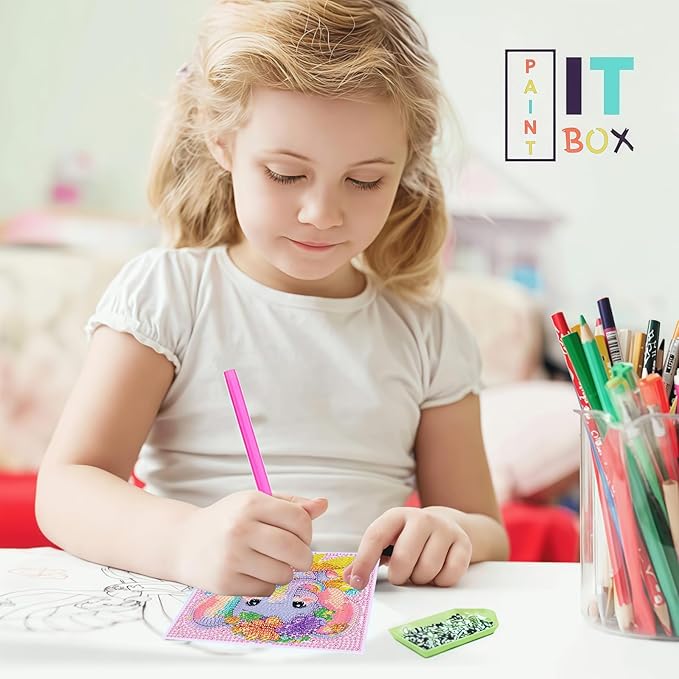 Acelii 6 Pack 5D Elephant Diamond Painting Kits for Kids Beginners,Cute Animals DIY Diamond Art Kit for Kids,Full Round Drill Big Gem Art for Kid,Home Wall Decoration 6X6 inch