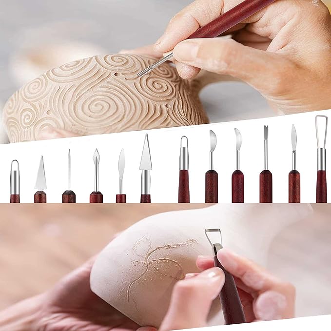 Langqun Clay Sculpting Tools,23Pcs Pottery Tools Kit, Polymer Clay Tools,Pottery Ribs, Air Dry Clay Tools for Sculpting, Modeling, Carving, Modeling