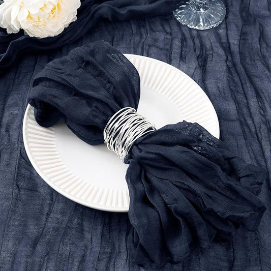 20 Pack Navy Blue Cheesecloth Napkins Spring Cloth Napkins Set of 20 Navy Dinner Napkins Bulk 21x21 Inches for Wedding Bridal Shower Baby Shower Valentine's Day