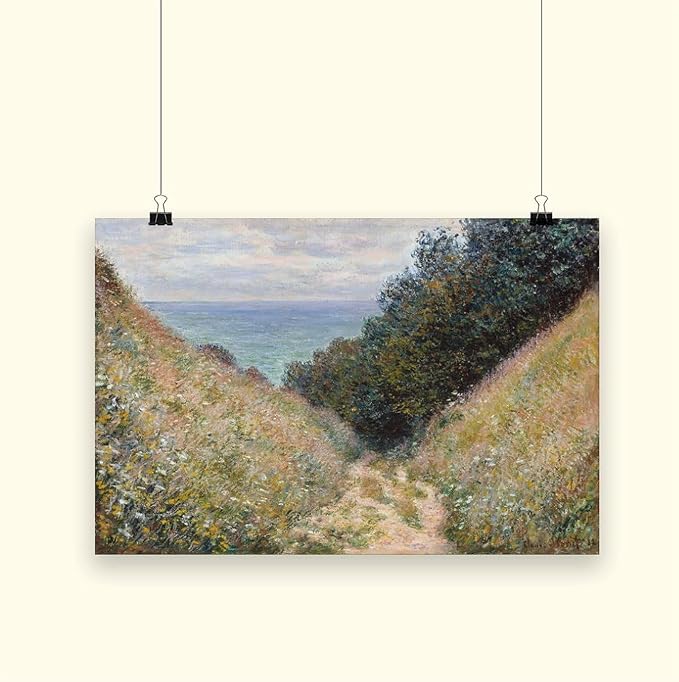 40+ Monet Famous Print Posters Road at La Cavée, Pourville by Claude Monet Impressionism Poster Print for Room Aesthetics Canvas Wall Art Print Unframe 16×24inch(40×60cm)