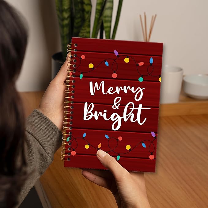 XNXLDYLH Christmas Xmas Notebook Journal for Kids, Rustic Farmhouse Aesthetic Spiral Notebook, Merry and Bright Journals Notebooks, Christmas Office School Supplies Gifts for Women Kids,5.5x8.3Inch