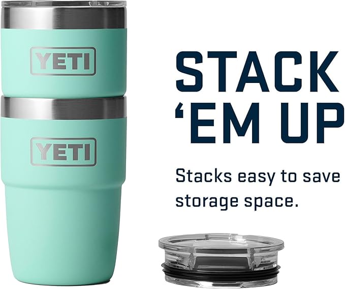 YETI Rambler 8 oz Insulated Coffee Mug with Lid - Stackable Double-Wall Vacuum Insulated Coffee Cup - DuraSip Ceramic Lining - Barista-Friendly Design - Stainless Steel - Dishwasher Safe