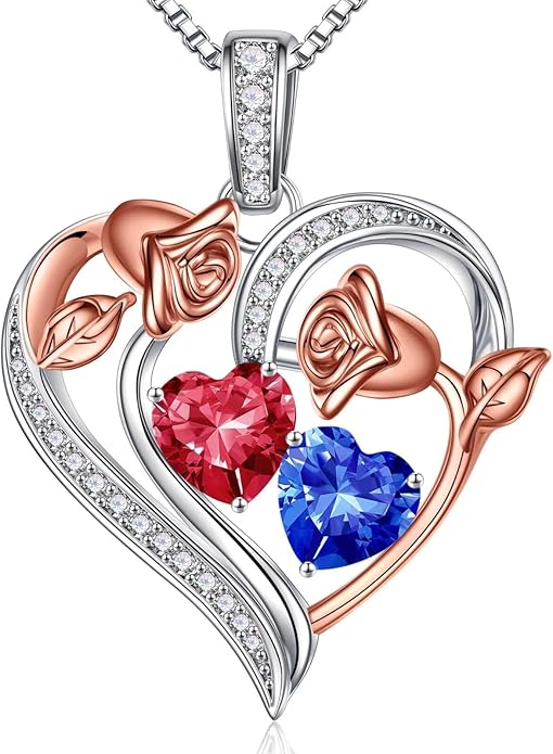 Iefil Christmas Gifts for Women Wife - 925 Sterling Silver Rose Heart Necklace, Stocking Stuffers for Women, Anniversary Birthday Gifts for Wife Girlfriend Mom