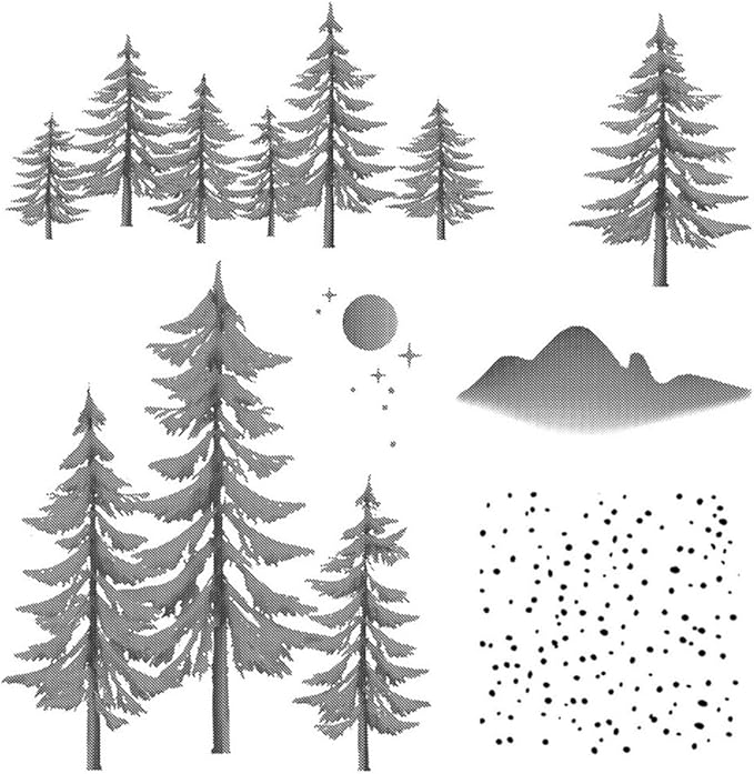 Snow Christmas Tree Stamps and Cutting Dies for Card Making DIY Transparent Silicone Clear Stamp and Metal Die Cuts Sets for Scrapbooking Paper Greeting Cards Decor Seals Craft Supplies