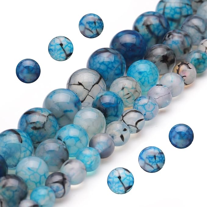 Youngbling Natural Gemstone Beads for Jewelry Making,10mm Dragon Vein Agate Polished Round Smooth Stone Beads for Bracelet Necklace 15 Inch(Dragon Vein Agate,10mm)