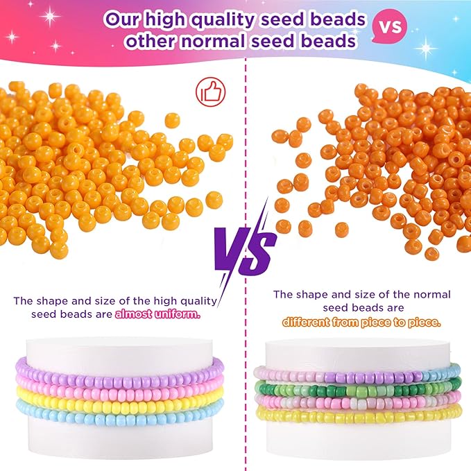 3mm Seed Beads Uniform, 39 Colors 8200pcs Small Beads for Jewelry Making, Friendship Bracelet Bead for Girls Adults
