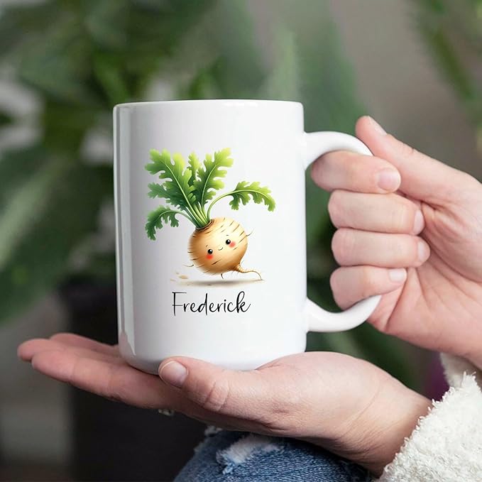 Parsnip Ceramic Mug, Personalized Parsnip White Mug 11oz 15oz, Vegetable Lover Cup Gift, Custom Choose Name Parsnip Coffee Mug, Vegetable Mugs Gifts For Parsnip Lovers, Parsnip Travel Tea Cup