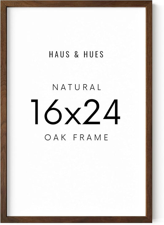 HAUS AND HUES 16x24 Walnut Oak Frame - Wooden Poster Holder, Rustic Display (Standalone, Set of 1)