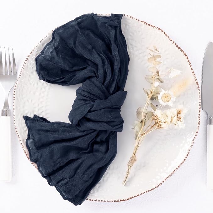 20 Pack Navy Blue Cheesecloth Napkins Spring Cloth Napkins Set of 20 Navy Dinner Napkins Bulk 21x21 Inches for Wedding Bridal Shower Baby Shower Valentine's Day