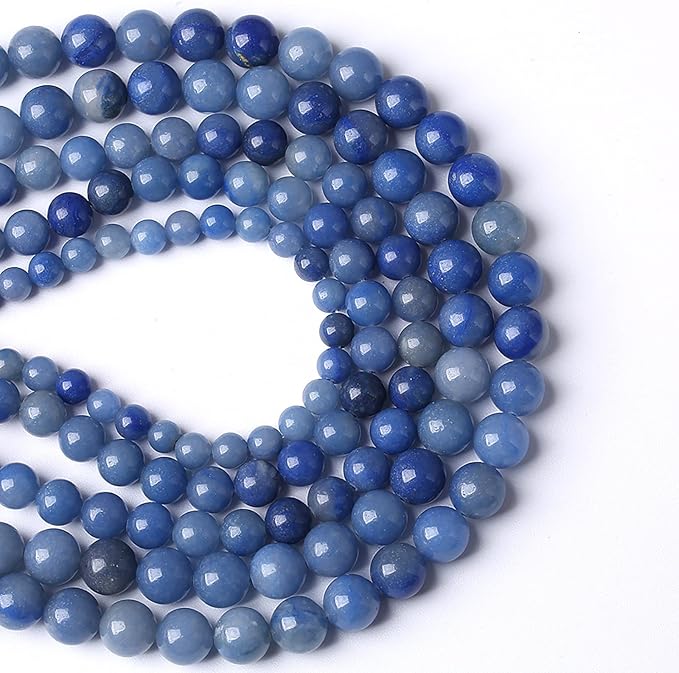 45PCS 8mm Natural Stone Beads Blue Aventurine Round Loose Spacer Energy Stone Healing Power Beads for Jewelry Making DIY Bracelet Necklace 15" Inch(8mm, Blue Aventurine)