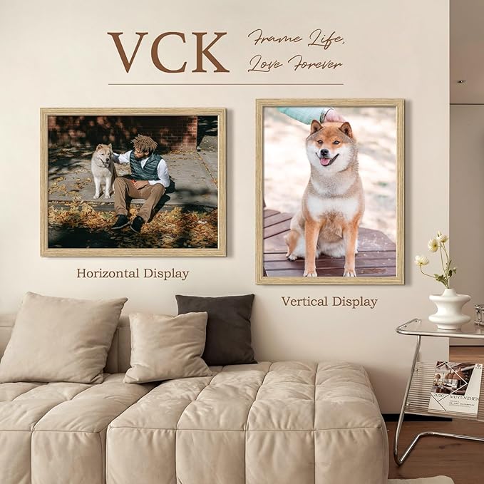 VCK 22x28 Poster Frame Set of 3 - Oak, Natural Solid Wood, Exclusive Wood Grain Picture Frame, Wall Hanging