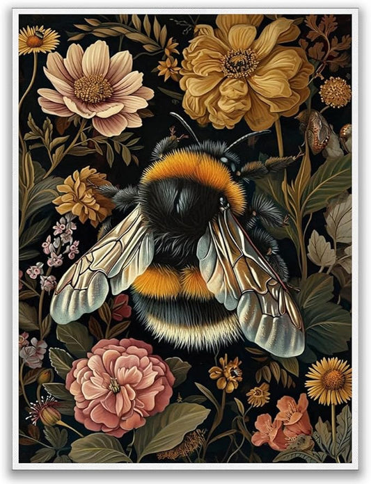 William Morris Style Bumble Bee Print William Morris Wall Art Exhibition Print Vintage Wall Art Textiles Art Vintage Poster Bumble Bee Insect Art for Living Room Bedroom 8x12in Unframed poster