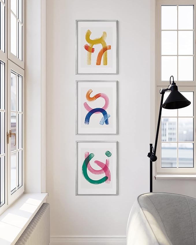 HAUS AND HUES 12x16 Silver Picture Frames - Set of 3 Modern Aluminum Frames for Posters, Prints, or Gallery Walls (12x16 in, Silver, Set of 3)