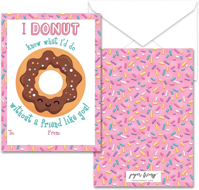 Paper Frenzy Sweet Treats Themed Valentines - 25 pack WITH ENVELOPES