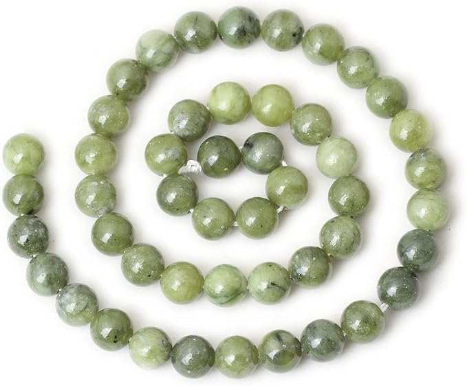 45PCS 8mm Natural Taiwan Green Jade Round Loose Beads for Jewelry Making DIY Bracelet Necklace Materials 1 Strand 15"
