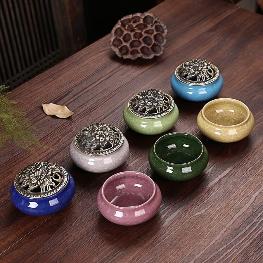 Ceramic Incense Burner, Coil Cone Stick Incense Burner Holder, Home Ornaments Incense Seat, Disc Censer Zen Decor (Fambe Blue) - Image 2