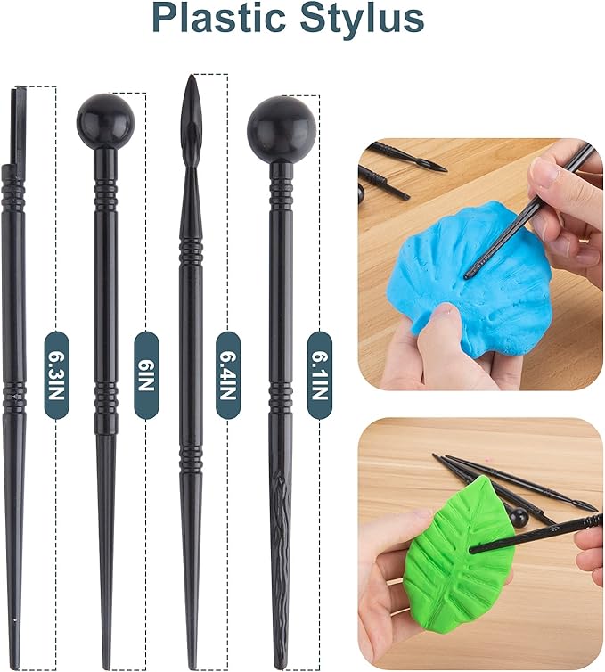 Luney Clay Tools Kit, 25 PCS Ceramics Polymer Clay Sculpting Modeling Pottery Tools Kit, Air Dry Clay for Adults, Pottery Craft, Dotting, Baking, Carving, Drawing, Molding, Modeling, Shaping